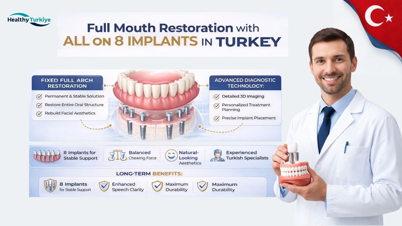 Full Mouth Restoration with All on 8 Implants in Turkey