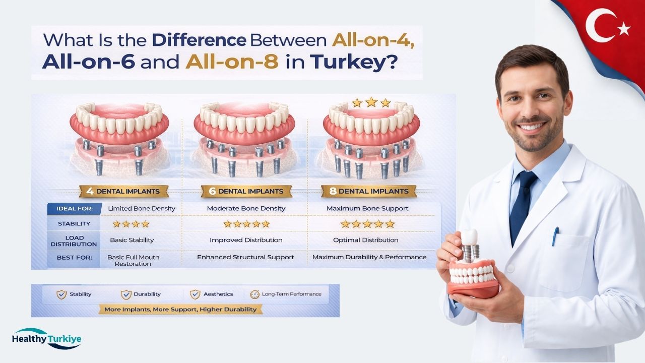 What Is the Difference Between All-on-4, All-on-6 and All-on-8 in Turkey?